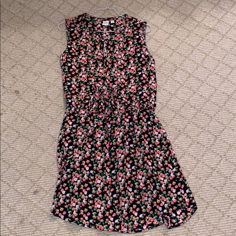 A black floral mini dress, gap, size small